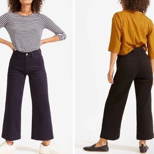 Everlane Black Wide Leg High Rise Cropped Jeans